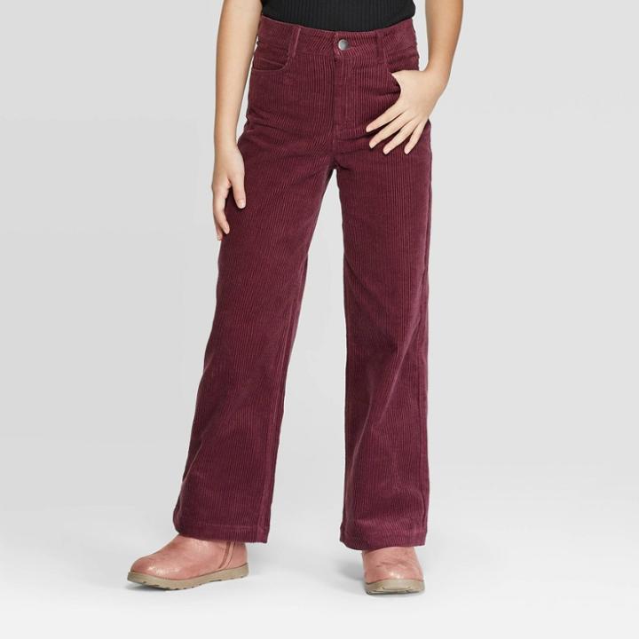 Girls' Wide Leg Pants - Art Class Maroon Xs, Girl's, Purple
