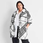 Women's Plus Size Shirred Back Shacket - Future Collective With Kahlana Barfield Brown Black Plaid