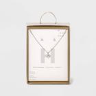 Silver Plated Cubic Zirconia Pave Initial Pendant Necklace And Earring Set - A New Day Initial H
