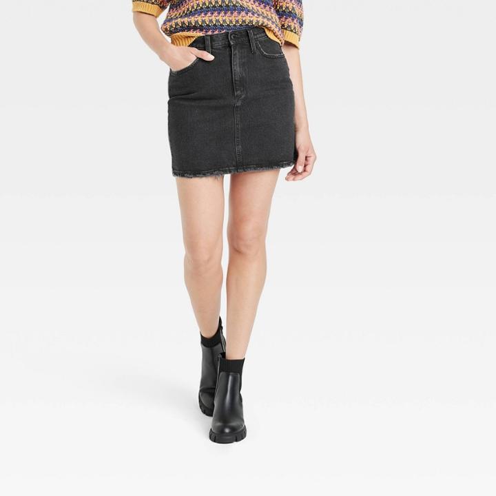 Women's High-rise Denim Mini Skirt - Universal Thread Black