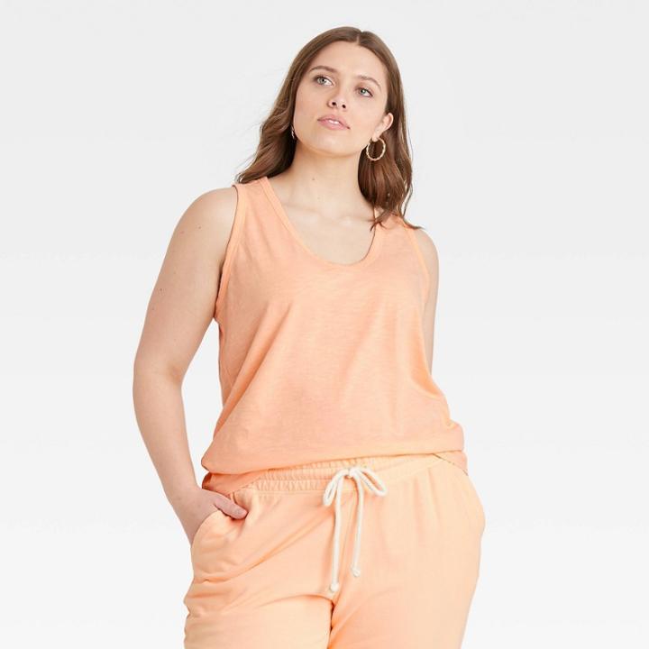 Women's Plus Size Tank Top - Universal Thread Light Orange