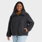 Women's Plus Size Hooded Sherpa Anorak Jacket - Universal Thread Black