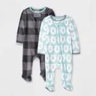 Baby Boys' 2pc Polar Bear Fleece Sleep N' Play Pajama Romper - Cloud Island Gray