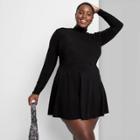 Women's Plus Size Long Sleeve Lurex Fit & Flare Dress - Wild Fable Black