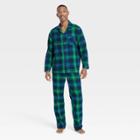 Men's Holiday Tartan Plaid Flannel Matching Family Pajama Set - Wondershop Blue
