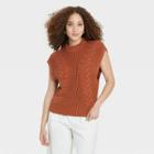 Women's Crewneck Cable Knit Sweater Vest - A New Day Brown