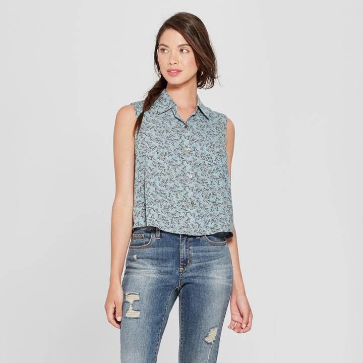Women's Floral Sleeveless Button-up Shirt - Xhilaration