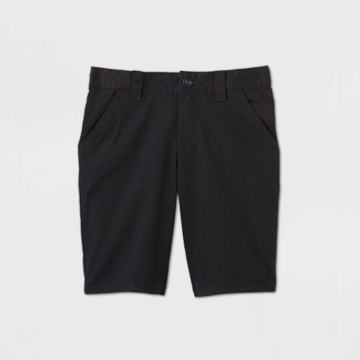 Girls' Flat Front Stretch Uniform Shorts - Cat & Jack Black