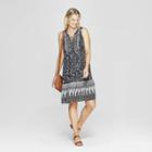 Women's Floral Print Sleeveless V-neck Shift Mini Dress - Knox Rose Gray