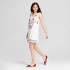 Women's Embroidered Deep V Shift Dress - Xhilaration White