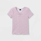 Girls' Cinch Front Lettuce Edge Short Sleeve T-shirt - Art Class
