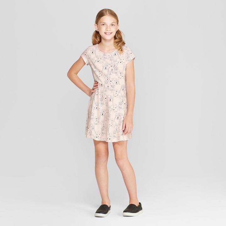 Girls' Short Sleeve A Line Dress - Cat & Jack Blush