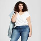 Women's Plus Size Sensory Friendly Pocket V-neck Short Sleeve T-shirt - Universal Thread White