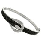 Target 1/4 Ct. T.w. Round Cut Diamond Buckle Style Prong Set Bangle Silver Plated (i-j, I2-i3) (7.25), Women's, Black