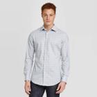 Men's Checked Slim Fit Long Sleeve Poplin Button-down Shirt - Goodfellow & Co Gray
