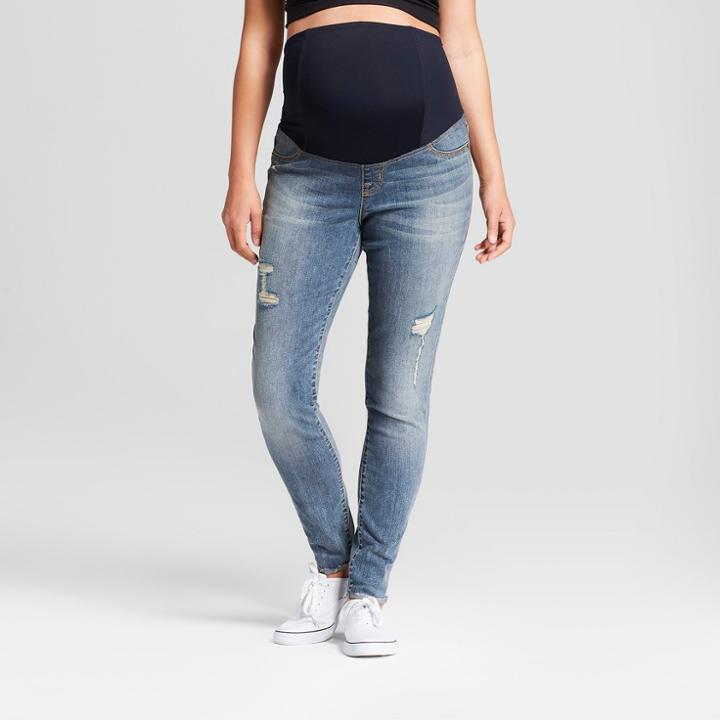 Maternity Crossover Panel Skinny Jeans - Isabel Maternity By Ingrid & Isabel Medium Wash 12, Women's, Blue