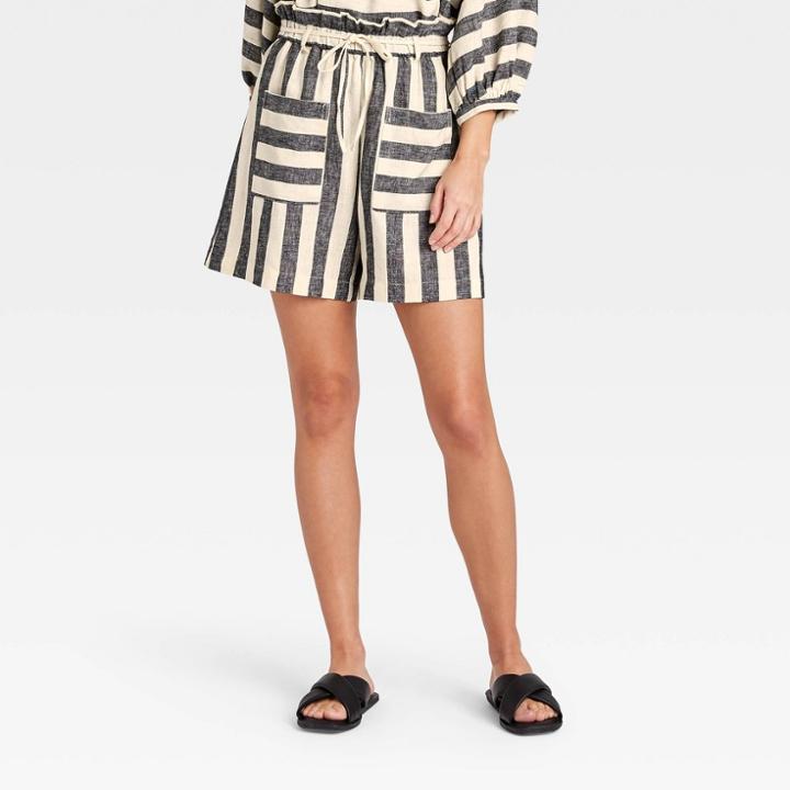 Women's Striped Shorts - Who What Wear Black/white