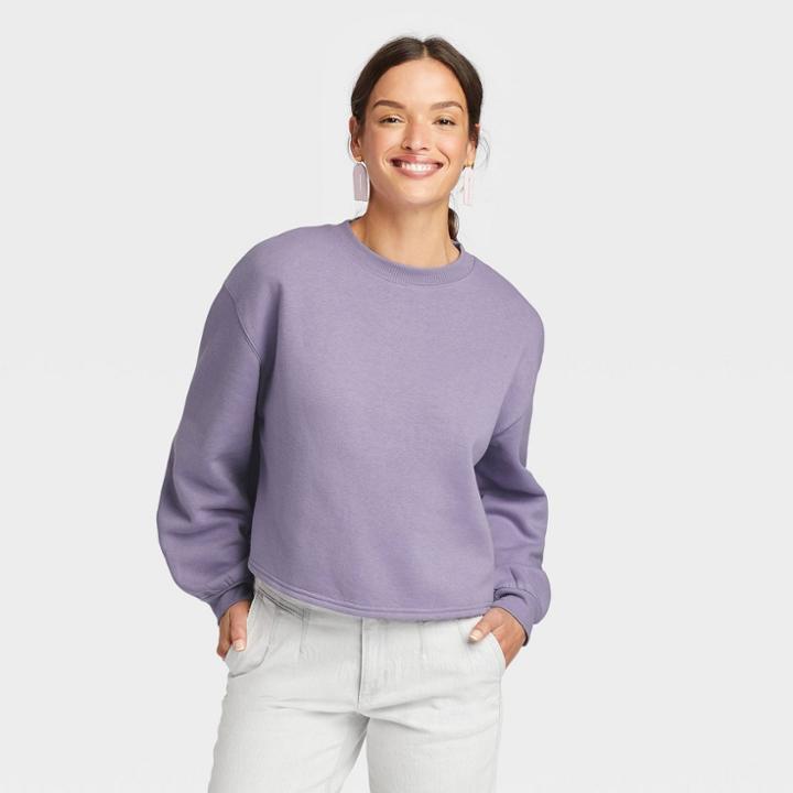 Women's Shrunken Sweatshirt - Universal Thread Purple