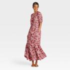 Women's Elbow Sleeve Button-front Dress - Knox Rose Rust Floral
