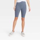 Women's High-waist Cotton Blend Seamless 7 Inseam Bike Shorts - A New Day Denim Heather S/m, Blue/grey