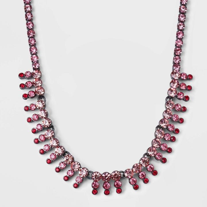 Rhinestone Collar Statement Necklace - A New Day Pink