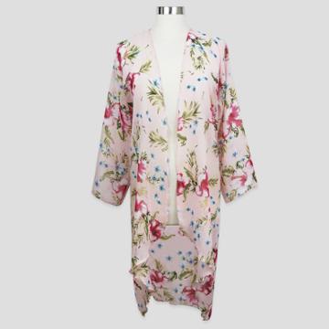 Sylvia Alexander Women's Floral Print Hibiscus Kimono Jacket - Pink