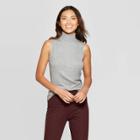 Women's Slim Fit Sleeveless Turtleneck Sweatshirt - A New Day Gray