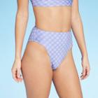 Women's High Waist Bikini Bottom - Xhilaration Lavender Plaid Xs, Women's, Purple