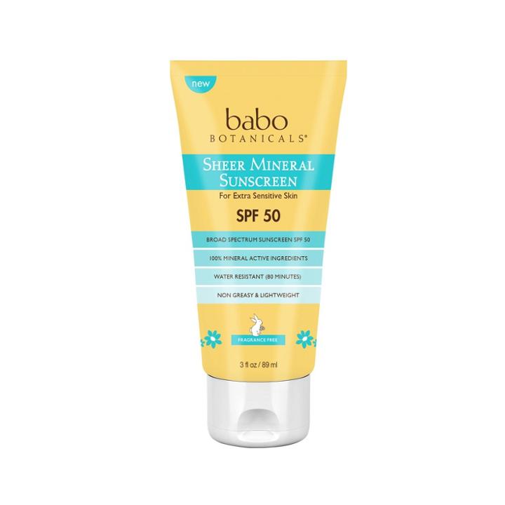 Babo Botanicals Sheer Mineral Sensitive Gentle Sunscreen Lotion - Spf