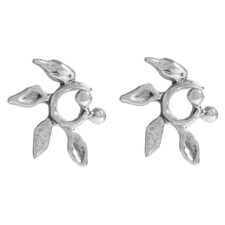 Women's Journee Collection Sterling Silver Circled Vine Stud Earrings -