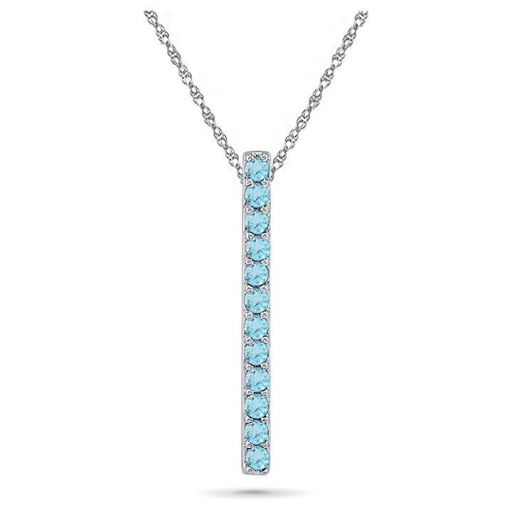 Target Natural Blue Topaz Prong Set Vertical Bar Pendant In Sterling Silver, Women's, White