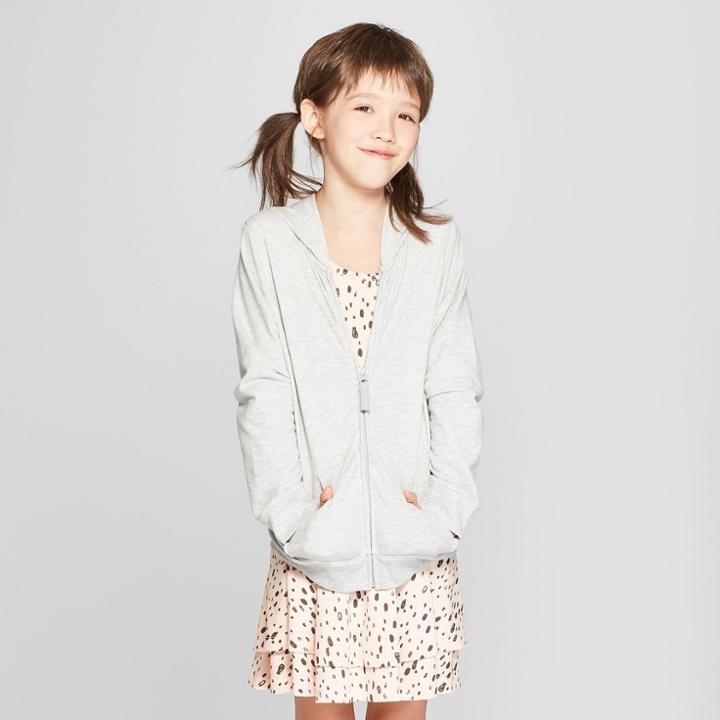 Girls' Zip-up Hoodie - Cat & Jack Gray S, Girl's,