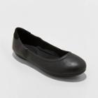 Women's Joslyn Faux Leather Total Ballet Flats - A New Day Black
