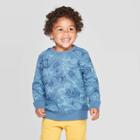 Toddler Boys' Dinosaur Fleece Crew Sweatshirt - Cat & Jack Blue