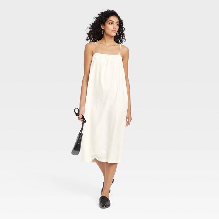Women's Easy Linen Tank Dress - A New Day White