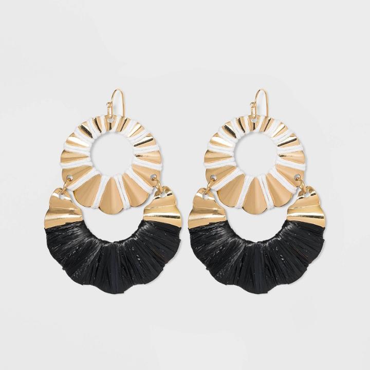 Gold Woven Wrapped Statement Earrings - A New Day Black