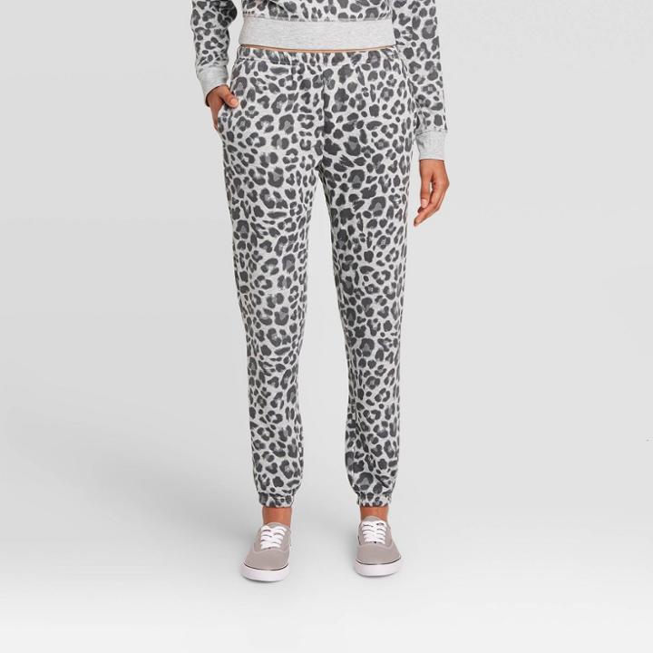 Grayson Threads Women's Leopard Print Jogger Pants - Gray