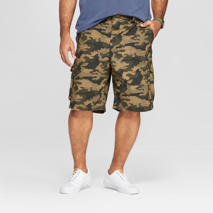 Men's Big & Tall 11 Camo Print Cargo Shorts - Goodfellow & Co Olive