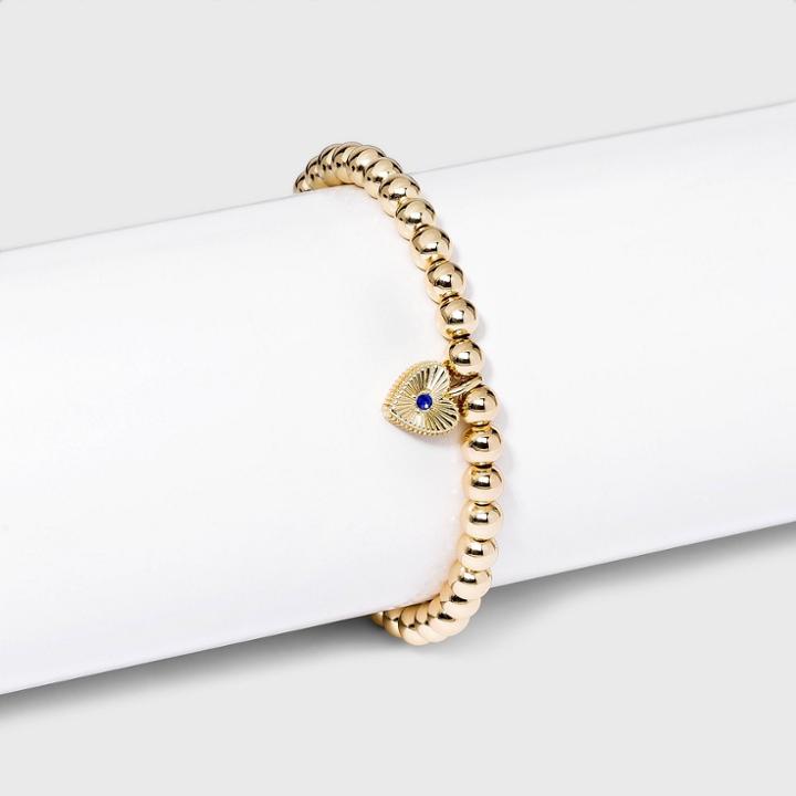 Sugarfix By Baublebar Sapphire September Heart Charm Beaded Bracelet - Gold