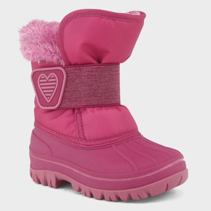 Toddler Girls' Charissa Glitter Faux Fur Winter Boots - Cat & Jack Pink