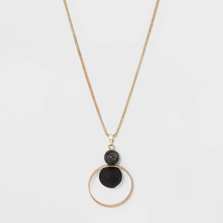 Semi-precious Bead And Open Circle Pendant Necklace - Universal Thread , Women's,