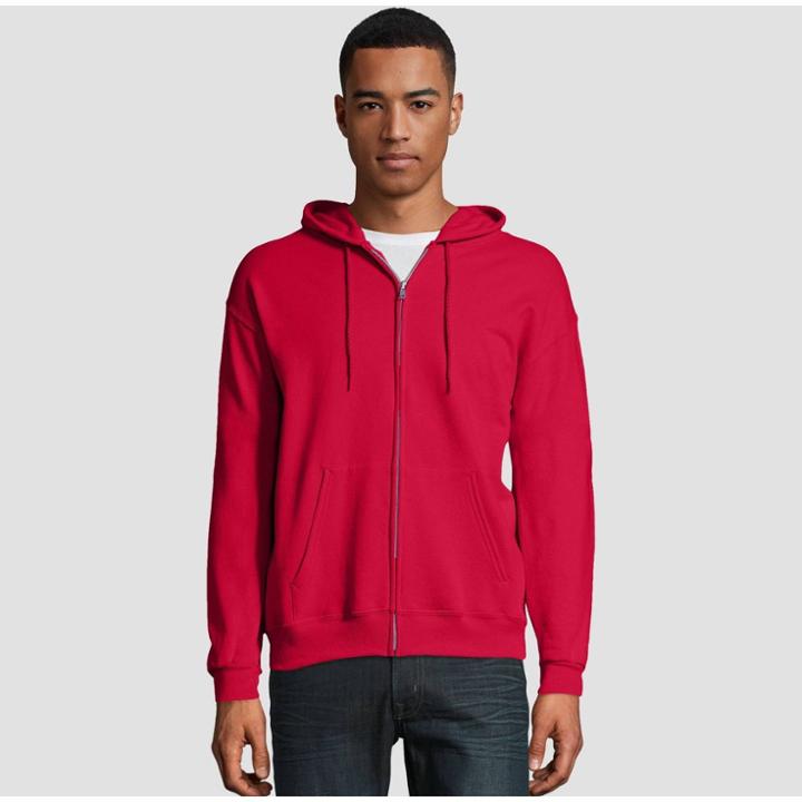 Hanes Men's Ecosmart Fleece Full Zip Hooded Sweatshirt - Deep Red M,