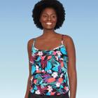 Women's Slimming Control Tiered Tankini Top - Dreamsuit By Miracle Brands Tropical Print