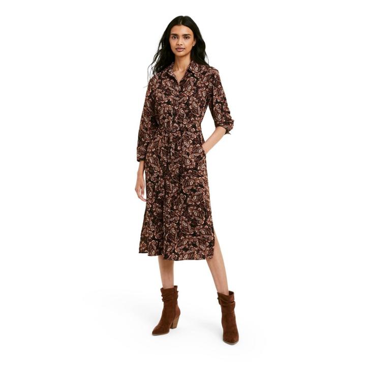 Women's Paisley Print Long Sleeve Belted Shirtdress - Nili Lotan X Target Brown