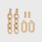 Chain Stud Earring Set 3pc - A New Day Gold