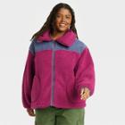 Women's Plus Size Hooded Sherpa Anorak Jacket - Universal Thread Purple Colorblock1x