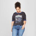 Junk Food Women's Plus Size Atari Asteroids Meet & Greet Short Sleeve Ringer Graphic T-shirt - Black