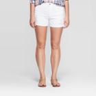 Women's High-rise Destroyed Midi Jean Shorts - Universal Thread White