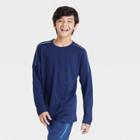 Boys' Long Sleeve Soft Gym T-shirt - All In Motion Navy Blue