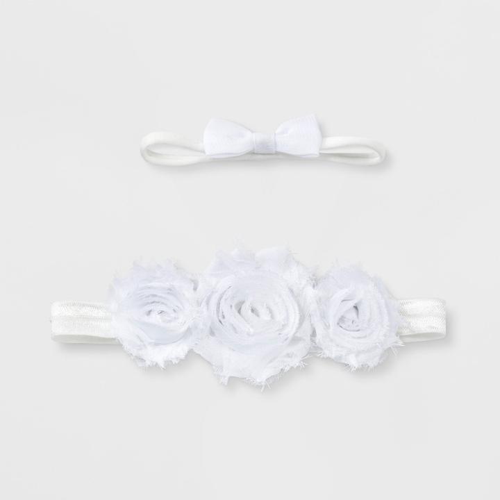 Baby Girls' 2pk Bow Headband Set - Cloud Island White
